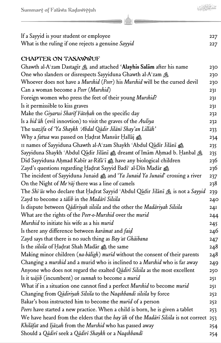 Fatawa Radawiyya - A summary