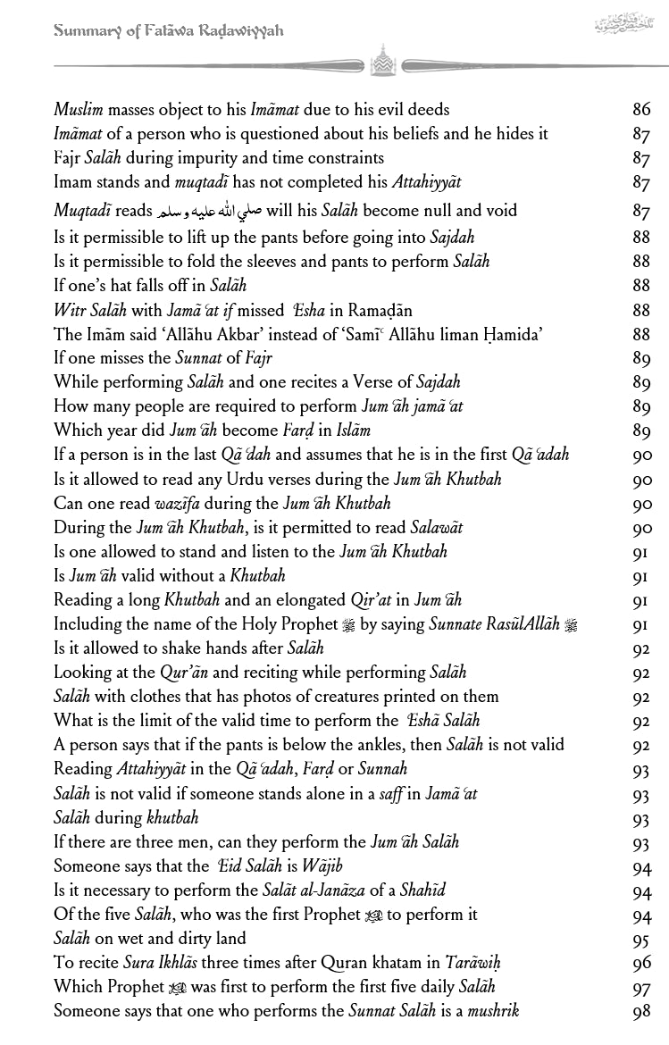 Fatawa Radawiyya - A summary