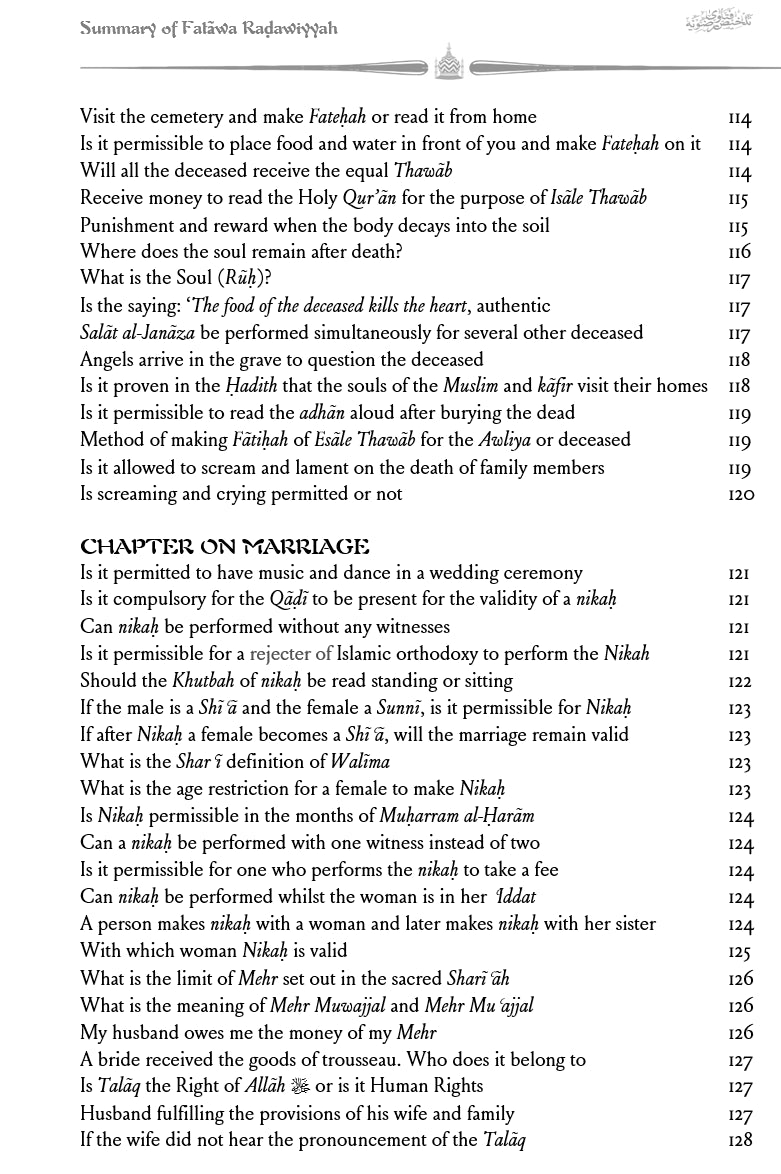 Fatawa Radawiyya - A summary