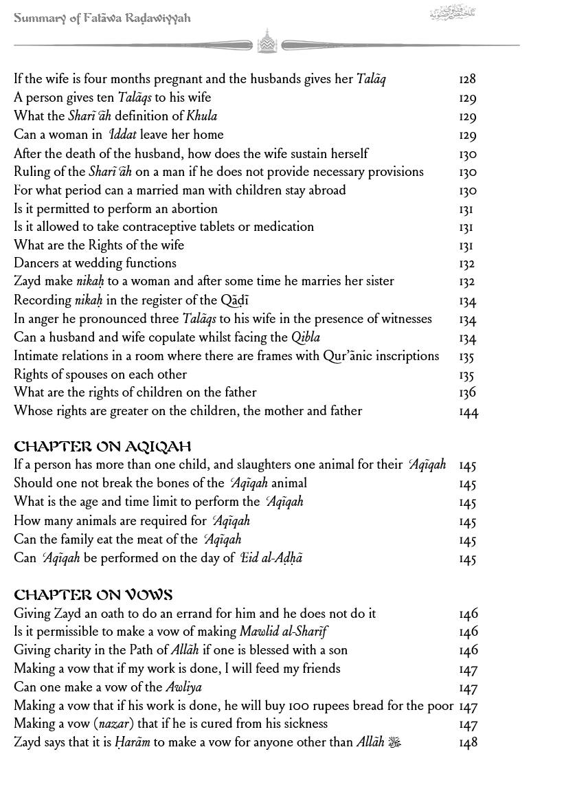 Fatawa Radawiyya - A summary