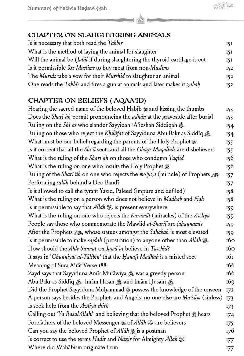 Fatawa Radawiyya - A summary